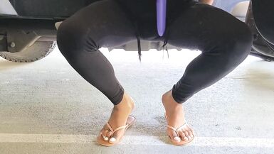 Latina Sissy Cums In Public Parking Lot - 2 image