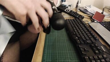 LATEX CHASTITY SISSY SLUT CUMS HARD WHILE CAGED - RUINED ORGASM - 6 image