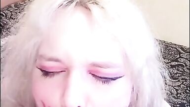 Tgirl Body Writing Whore Deepthroats and Gags on Dildo - 4 image