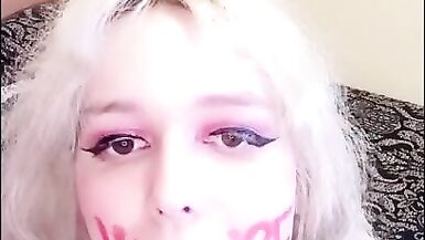 Tgirl Body Writing Whore Deepthroats and Gags on Dildo - 9 image