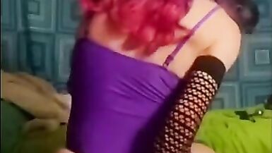Purple swimsuit and purple wand insertion to intense cum - 10 image