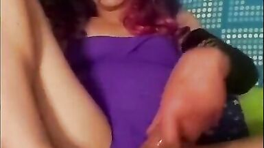 Purple swimsuit and purple wand insertion to intense cum - 12 image