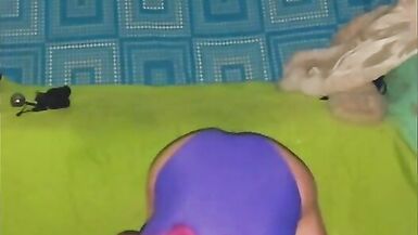 Purple swimsuit and purple wand insertion to intense cum - 4 image