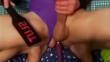 Purple swimsuit and purple wand insertion to intense cum - 8 image