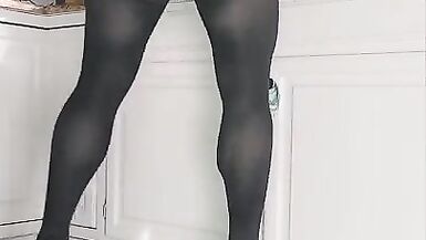 Sissy maid does dishes with a vibrating plug and chastity - 8 image